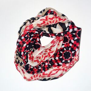 J. Jill Scarf Women’s Abstract Floral Infinity Red Tan White Black